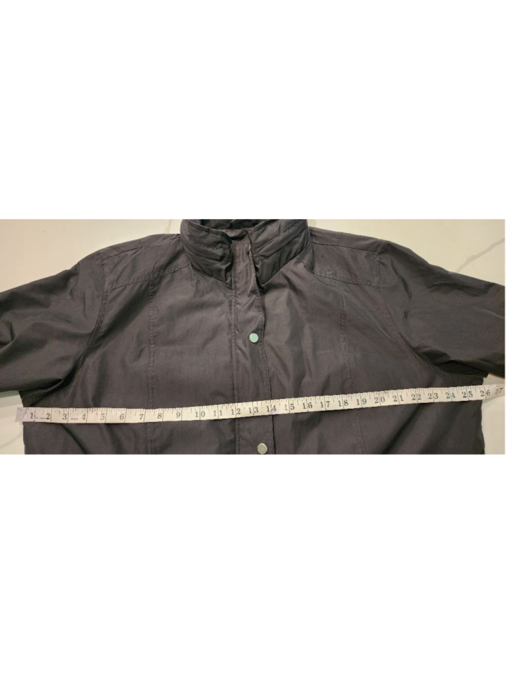 Style & Co Sport Black Hooded Rain Jacket Windbreaker Women's XL Snap Utility - Picture 9 of 10